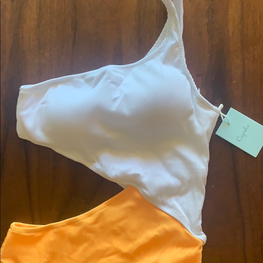 NWT Yellow and white one piece swimsuit